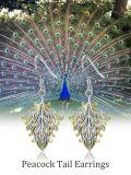 TOUPOP Sterling Silver Stone Colorful Peacock Feather Dangle Earrings-0-5
