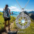 wholesale 925 Sterling Silver Compass Locket with Abalone Shell and Cubic Zirconia Pendant Necklace Memorial Jewelry-0-11
