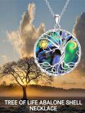 wholesale 925 Sterling Silver Abalone Shell Tree of Life Sun Moon Pendant Necklace-0-5