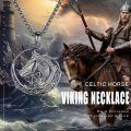 wholesale 925 Sterling Silver Gold Plated Horse Head Celtic Knot Circle Pendant Necklace-0-4