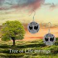 wholesale 925 Sterling Silver Celtic Tree Of Life Black Onyx Drop Earrings-0-5