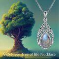wholesale 925 Sterling Silver Labradorite Teardrop Tree of Life Pendant Necklace-0-2
