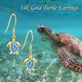 wholesale 14K Gold Turtle Blue Opal Drop Earrings - Christmas Gifts for Her-0-4
