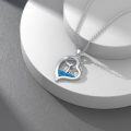 wholesale 925 Sterling Silver Blue Enamel Whale Tail Ocean Wave Heart Pendant Necklace for Women-0-2