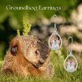 wholesale 925 Sterling Silver Groundhog Dangle Drop Earrings for Women Mom Grandma Mothers Day Gifts Jewelry-0-3