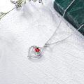 TOUPOP Sterling Silver Ruby Pendant Necklace For Women Birthday Gift-0-4