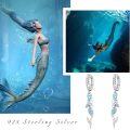wholesale 925 Sterling Silver Mermaid Blue Crystal Drop Dangle Hook Earrings for Women Girls-0-3