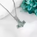 wholesale 925 Sterling Silver Green Enamel Norse Vegvisir Pendant Mens Viking Necklace-0-3
