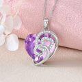 wholesale 925 Sterling Silver Purple Crystal Double Heart Pendant Necklace Gift for Her-0-2