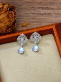wholesale 925 Sterling Silver Teardrop Moonstone Leverback Dangle Earrings for Women-0-2