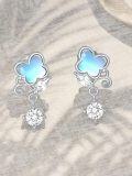 wholesale TOUPOP Butterfly Stud Earrings S925 Sterling Silver Dainty Tiny Moonstone Earrings Butterfly Jewelry Gifts For Women Christmas Birthday -0-1