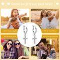 wholesale 925 Sterling Silver Crystal Cross Huggie Hoop Earrings for Women and Men-0-4