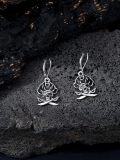 wholesale 925 Sterling Silver Pirate Skull Crossbones Drop Earrings Gothic Halloween Gift for Her-0-3