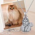 wholesale 925 Sterling Silver Oxidized Long Haired Cat Pendant Necklace With Pave Cz Stones-0-5
