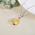 wholesale 925 Sterling Silver Amber Bee Flower Pendant Necklace for Women-0-2