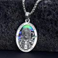 wholesale 925 Sterling Silver Saint Patrick Protect Us Pendant with Abalone Shell and Crosses Necklace -0-1
