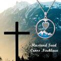 wholesale 925 Sterling Silver Heart & Mountain Pendant with Yellow Stone and Cross Charm - Christian Faith  for Women-0-4