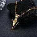 wholesale Gold 925 Sterling Silver Viking Arrowhead Pendant Necklace for Men with Black Enamel and Norse Knot Design-0-2