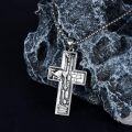 wholesale Salvation Jesus Cross Necklace For Men 925 Sterling Silver Baptism Cross Pendant Protection Necklace Religious Jewelry Gift For Him Father Husband Son Brother -0-3