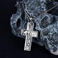 TOUPOP 925 Sterling Silver Stone Men's Jesus Cross Pendant Necklace Gift-0-3