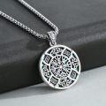 wholesale 925 Sterling Silver Round Celtic Knot & Vegvisir Pendant with Abalone Shell Inlay Chain Necklace s for Men and Women-0-3