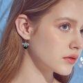 wholesale 925 Sterling Silver Black Heart Crystal Rose Thorn Vine Drop Earrings-0-1