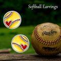 wholesale 925 Sterling Silver Yellow Baseball Heart Stud Earrings for Sports Lovers-0-4