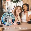 TOUPOP Sterling Silver Blue Crystal Tree Of Life Sister Pendant Necklace-0-2