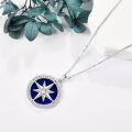 wholesale 925 Sterling Silver Compass Rose with Blue Stone Pendant Necklace-0-3