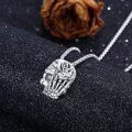 wholesale 925 Sterling Silver Gothic Rose Skull Pendant Necklace - Memento Mori Jewelry for Women and Men-0-2