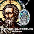 wholesale 925 Sterling Silver Saint Paul Protect Us Pendant with Abalone Shell and Crosses Necklace -0-4