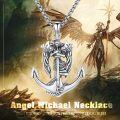 wholesale 925 Sterling Silver Angel on Anchor Pendant Necklace for Men - 24 -0-5