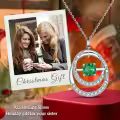 TOUPOP Sterling Silver Emerald Double Circle Pendant Necklace-0-1