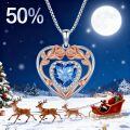 TOUPOP 925 Sterling Silver 12 Birthstone Heart Rose Pendant Necklace-0-1