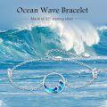 wholesale 925 Sterling Silver Dolphin Ocean Wave Blue Enamel Adjustable Celtic Moon Charm Bracelet Irish  for Women-0-5