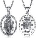 wholesale 925 Sterling Silver Virgin Mary Medal Necklace for Women Men Catholic -0-0