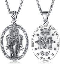 wholesale 925 Sterling Silver Virgin Mary Medal Necklace for Women Men Catholic -Miraculous Medal