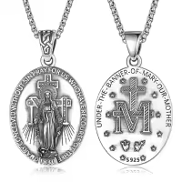 wholesale 925 Sterling Silver Virgin Mary Medal Necklace for Women Men Catholic -Miraculous Medal