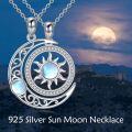 wholesale 925 Sterling Silver Couples Best Friends Forever Necklaces with Crescent Moon and Sun Pendants-0-5
