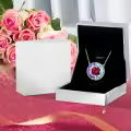TOUPOP Sterling Silver Ruby Necklace Crystal Pendant for Women-0-5