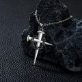 wholesale 925 Sterling Silver Gothic Black Plated Nail Cross Pendant Necklace  24 -0-2