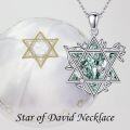 wholesale 925 Sterling Silver Green Moss Agate Abalone Shell Star of David Pendant Necklace Judaica Gifts for Her-0-4