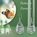 wholesale 925 Sterling Silver 925 Teardrop Abalone Shell Butterfly Flower Dangle Earrings-0-5