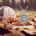 wholesale 925 Sterling Silver Soccer Pendant Necklace with Motivational Quote Never Give Up - Sport Lover's  for Him-0-4
