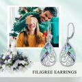 wholesale 925 Sterling Silver 925 Abalone Shell Teardrop Filigree Dangle Earrings-0-5