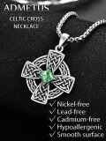 wholesale 925 Sterling Silver Birthstone Celtic Cross Necklace for Men Irish Jewelry 2 5mm 22 +2 Rolo Chain-0-4