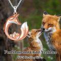 wholesale 925 Sterling Silver Rose Gold & White Fox Heart Pendant Necklace for Women-0-5