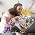 wholesale 925 Sterling Silver I Love You Mom Heart Pendant Necklace Gold Flower Cubic Zirconia-0-2