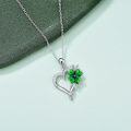 wholesale 925 Sterling Silver Green Enamel Heart & Four-Leaf Clover Pendant Necklace for Women-0-3
