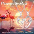 wholesale 925 Sterling Silver Flamingo Heart Mother Daughter Necklaces Set for Mom and Me Gifts-0-5